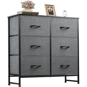 imageWLIVE Fabric Dresser for Bedroom 6 Drawer Double Dresser Storage Tower with Fabric Bins Chest of Drawers for Closet Living Room Hallway Dark GreyAdark Grey
