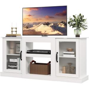 imageWLIVE Fireplace TV Stand for 65quot TV Entertainment Center with 18 Inch Electric Fireplace TV Console with Open Shelves for Living Room and Bedroom WhiteWhite