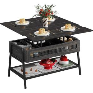 imageWLIVE Lift Top Coffee Table 3 in 1 with Hidden Compartment MultiFunction Coffee Table Converts to Dining Table for Living RoomCharcoal BlackCharcoal Black