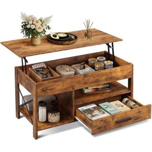 imageWLIVE Lift Top Coffee Table 39quot Coffee Table with Storage Drawers Hidden Compartment Wooden Lift Tabletop Center Table for Living Room Home Rustic OakRustic Brown