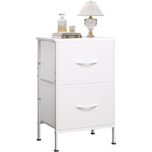 imageWLIVE Night Stand Small 2 Drawer Dresser Nightstand with Fabric Bins for Bedroom Closet Dorm Rustic Brown Wood Grain Print 118quot D x 157quot W x 209quot HWhitetall