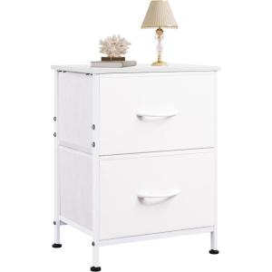 imageWLIVE Night Stand Small 2 Drawer Dresser Nightstand with Fabric Bins for Bedroom Closet Dorm Rustic Brown Wood Grain Print 118quot D x 157quot W x 209quot HWhite