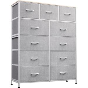 imageWLIVE Storage Organizer Unit with 11 Fabric Bins Storage Drawers Organizer with Steel Frame Tall Storage Tower Organizaton for Living Room Hallway Office Light GreyLight Grey