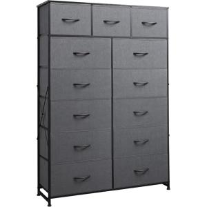 imageWLIVE Storage Organizer Unit with 13 Fabric Bins Storage Drawers Organizer with Steel Frame Tall Storage Tower Organizaton for Living Room Hallway Office Charcoal BlackAdark Grey
