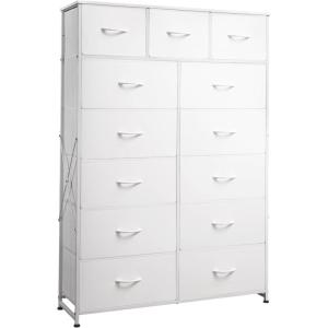 imageWLIVE Storage Organizer Unit with 13 Fabric Bins Storage Drawers Organizer with Steel Frame Tall Storage Tower Organizaton for Living Room Hallway Office Charcoal BlackWhite