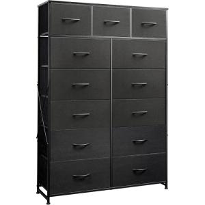 imageWLIVE Storage Organizer Unit with 13 Fabric Bins Storage Drawers Organizer with Steel Frame Tall Storage Tower Organizaton for Living Room Hallway Office Charcoal BlackCharcoal Black