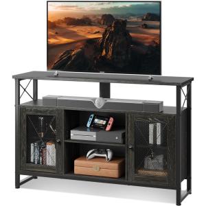 imageWLIVE TV Stand 55 inch TV Tall Entertainment Center with Storage Farmhouse Industrial TV Console for Bedroom Living Room Rustic BrownCharcoal Black
