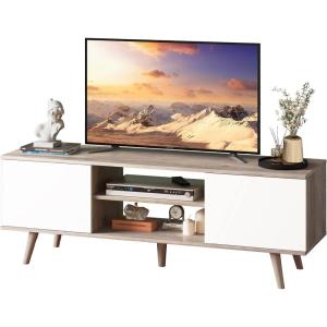 imageWLIVE TV Stand for 55 60 inch TV Mid Century Modern TV Console Entertainment Center with Storage for Living Room Retro BrownGreige