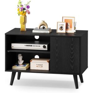 imageWLIVE TV Stand for 55 Inch TVs Entertainment Center with Storage Cabinet MidCentury TV Stands for Living Room and Bedroom 50quot TV Console BrownRelief Black
