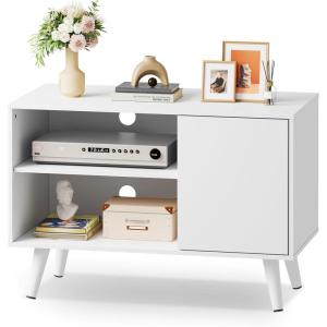 imageWLIVE TV Stand for 55 Inch TVs Entertainment Center with Storage Cabinet MidCentury TV Stands for Living Room and Bedroom 50quot TV Console BrownWhite