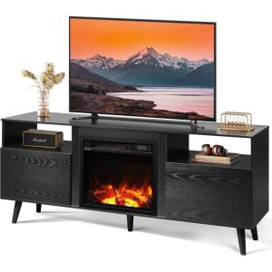 imageWLIVE TV Stand for 65 Inch TV 58 inch Entertainment Center with 2 Storage Cabinets Media Console for Living Room Bedroom and Office BlackBlack