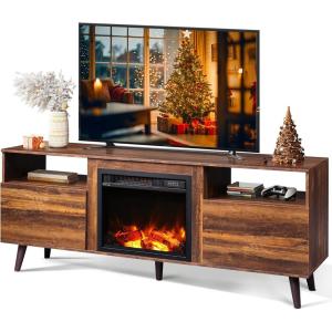 imageWLIVE TV Stand for 65 Inch TV 58 inch Entertainment Center with 2 Storage Cabinets Media Console for Living Room Bedroom and Office BlackRetro Brown