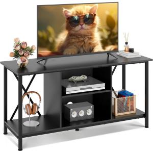imageWLIVE TV Stand up to 65 Inch TV 55quot Entertainment Center Industrial TV Console with Open Storage Shelf for Living Room and Bedroom Rustic BrownBlack