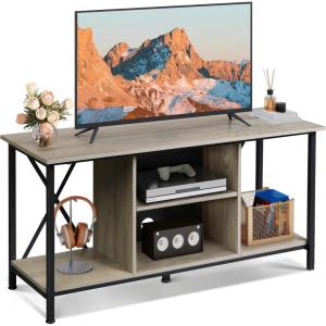 imageWLIVE TV Stand up to 65 Inch TV 55quot Entertainment Center Industrial TV Console with Open Storage Shelf for Living Room and Bedroom Rustic BrownGreige