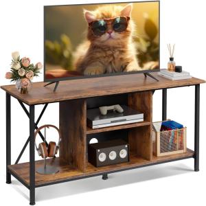 imageWLIVE TV Stand up to 65 Inch TV 55quot Entertainment Center Industrial TV Console with Open Storage Shelf for Living Room and Bedroom Rustic BrownRetro Brown