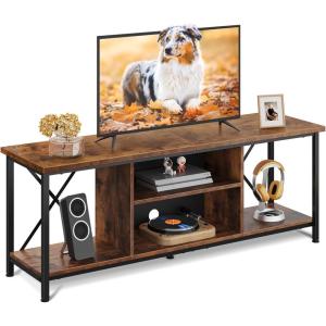 imageWLIVE TV Stand up to 65 Inch TV 55quot Entertainment Center Industrial TV Console with Open Storage Shelf for Living Room and Bedroom Rustic BrownRustic Brown
