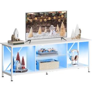 imageWLIVE TV Stand up to 65 Inch TV 55quot Entertainment Center Industrial TV Console with Open Storage Shelf for Living Room and Bedroom Rustic BrownWhite