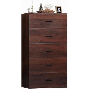imageWLIVE Tall Dresser for Bedroom Wood Chest of Drawers with Mental Handles Black Bedroom Dresser with 5 Drawers Modern Minimalist Closet Store Organizer for Living Room HallwayBrown