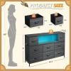 imageWLIVE 3 Drawer Dresser and 8 Drawer Dresser Set Dresser for Bedroom Closet Hallway Storage Dresser Organizer Unit Dressers ampamp Chests of Drawers with Fabric Bins Charcoal Black Wood Grain Print
