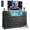 imageWLIVE 3 Drawer Dresser and 8 Drawer Dresser Set Dresser for Bedroom Closet Hallway Storage Dresser Organizer Unit Dressers ampamp Chests of Drawers with Fabric Bins Charcoal Black Wood Grain Print