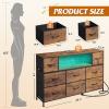 imageWLIVE 3 Drawer and 8 Drawer Dresser Set Dresser for Bedroom Closet Hallway Storage Organizer Unit Dressers ampamp Chests of Drawers with Fabric Bins Rustic Brown Wood Grain Print