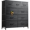imageWLIVE 3 Drawer and 9 Drawer Dresser Set Dresser for Bedroom Closet Hallway Storage Organizer Unit Dressers ampamp Chests of Drawers with Fabric Bins Charcoal Black Wood Grain Print