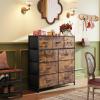 imageWLIVE 3 Drawer and 9 Drawer Dresser Set Dresser for Bedroom Closet Hallway Storage Organizer Unit Dressers ampamp Chests of Drawers with Fabric Bins Rustic Brown Wood Grain Print