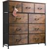 imageWLIVE 3 Drawer and 9 Drawer Dresser Set Dresser for Bedroom Closet Hallway Storage Organizer Unit Dressers ampamp Chests of Drawers with Fabric Bins Rustic Brown Wood Grain Print