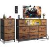imageWLIVE 3 Drawer and 8 Drawer Dresser Set Dresser for Bedroom Closet Hallway Storage Organizer Unit Dressers ampamp Chests of Drawers with Fabric Bins Rustic Brown Wood Grain Print