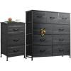 imageWLIVE 3 Drawer and 9 Drawer Dresser Set Dresser for Bedroom Closet Hallway Storage Organizer Unit Dressers ampamp Chests of Drawers with Fabric Bins Charcoal Black Wood Grain Print