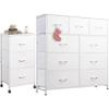 imageWLIVE 3 Drawer and 9 Drawer Dresser Set Dresser for Bedroom Closet Hallway Storage Organizer Unit Dressers ampamp Chests of Drawers with Fabric Bins White