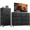 imageWLIVE 4 Drawer and 7 Drawer Dresser Set Dresser for Bedroom Closet Hallway Storage Organizer Unit Dressers ampamp Chests of Drawers with Fabric Bins Charcoal Black