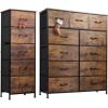 imageWLIVE 5 Drawer Dresser and 11 Drawer Dresser Set Dresser for Bedroom Closet Hallway Storage Dresser Organizer Unit Dressers ampamp Chests of Drawers with Fabric Bins Rustic Brown Wood Grain Print