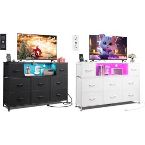 imageWLIVE 2 Sets 8 Drawer Dresser Dresser for Bedroom Closet Hallway Storage Dresser Organizer Unit Dressers ampamp Chests of Drawers with Fabric Bins