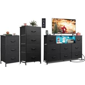 imageWLIVE 3 Drawer 4 Drawer and 8 Drawer Dresser Set Dresser for Bedroom Closet Hallway Storage Organizer Unit Dressers ampamp Chests of Drawers Charcoal Black