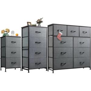 imageWLIVE 3 Drawer 4 Drawer and 9 Drawer Dresser Set Dresser for Bedroom Closet Hallway Storage Organizer Unit Dressers ampamp Chests of Drawers Dark Grey