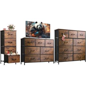 imageWLIVE 4 Drawer Dresser 7 Drawer and 9 Drawer Dresser Set Dresser for Bedroom Closet Hallway Storage Dresser Organizer Unit Dressers ampamp Chests of Drawers Rustic Brown Wood Grain Print