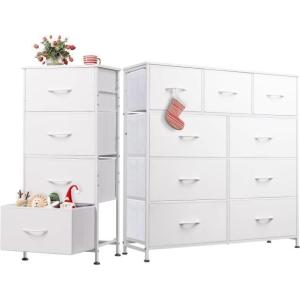 imageWLIVE 4 Drawer Dresser and 9 Drawer Dresser Set Dresser for Bedroom Closet Hallway Storage Dresser Organizer Unit Dressers ampamp Chests of Drawers with Fabric Bins
