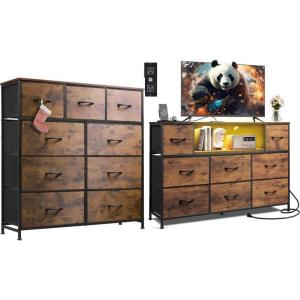 imageWLIVE 8 Drawer Dresser and 9 Drawer Dresser Set Dresser for Bedroom Closet Hallway Storage Dresser Organizer Unit Dressers ampamp Chests of Drawers with Fabric Bins