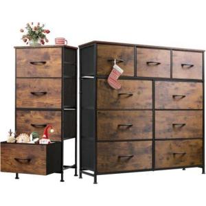 imageWLIVE 9 Drawer Dresser and 4 Drawer Dresser Set Dresser for Bedroom Closet Hallway Storage Dresser Organizer Unit Dressers ampamp Chests of Drawers with Fabric Bins