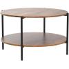 imageWLIVE Round Coffee Table for Living Room 326quot Small Coffee Table with Open Storage Shelf 2Tier Industrial Circle Wood Center Table for Bedroom Home Office Charcoal BlackRustic Brown