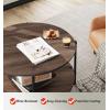imageWLIVE Round Coffee Table for Living Room 326quot Small Coffee Table with Open Storage Shelf 2Tier Industrial Circle Wood Center Table for Bedroom Home Office Charcoal BlackBrown Walnut