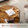 imageWLIVE Round Coffee Table for Living Room 326quot Small Coffee Table with Open Storage Shelf 2Tier Industrial Circle Wood Center Table for Bedroom Home Office Charcoal BlackRustic Brown