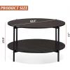 imageWLIVE Round Coffee Table for Living Room 326quot Small Coffee Table with Open Storage Shelf 2Tier Industrial Circle Wood Center Table for Bedroom Home Office Charcoal BlackCharcoal Black