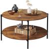 imageWLIVE Round Coffee Table for Living Room 326quot Small Coffee Table with Open Storage Shelf 2Tier Industrial Circle Wood Center Table for Bedroom Home Office Charcoal BlackRustic Brown