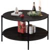 imageWLIVE Round Coffee Table for Living Room 326quot Small Coffee Table with Open Storage Shelf 2Tier Industrial Circle Wood Center Table for Bedroom Home Office Charcoal BlackCharcoal Black