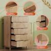 imageWLIVE 6 Drawer Dresser for Bedroom 4724 Wide Wood White Dresser Storage Organizer with Sturdy Metal Handle TV Stand for 55 inch TV Chest of Drawers for Living Room Hallway ClosetLight Oak