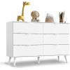 imageWLIVE 6 Drawer Dresser for Bedroom 4724 Wide Wood White Dresser Storage Organizer with Sturdy Metal Handle TV Stand for 55 inch TV Chest of Drawers for Living Room Hallway ClosetWhite
