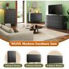 imageWLIVE 6 Drawer Dresser for Bedroom 4724 Wide Wood White Dresser Storage Organizer with Sturdy Metal Handle TV Stand for 55 inch TV Chest of Drawers for Living Room Hallway ClosetBlack