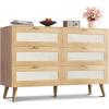 imageWLIVE 6 Drawer Dresser for Bedroom 4724 Wide Wood White Dresser Storage Organizer with Sturdy Metal Handle TV Stand for 55 inch TV Chest of Drawers for Living Room Hallway ClosetLight Oak